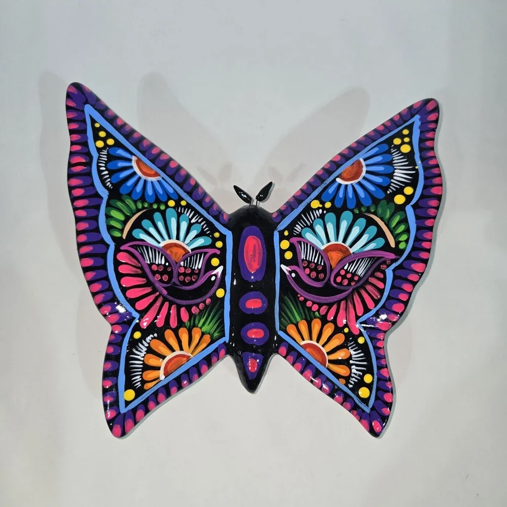 Clay Butterfly Mexican Handmade Art Wall Hanging 10